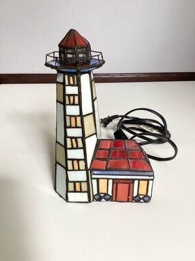 Stained Glass Lighthouse Lamp